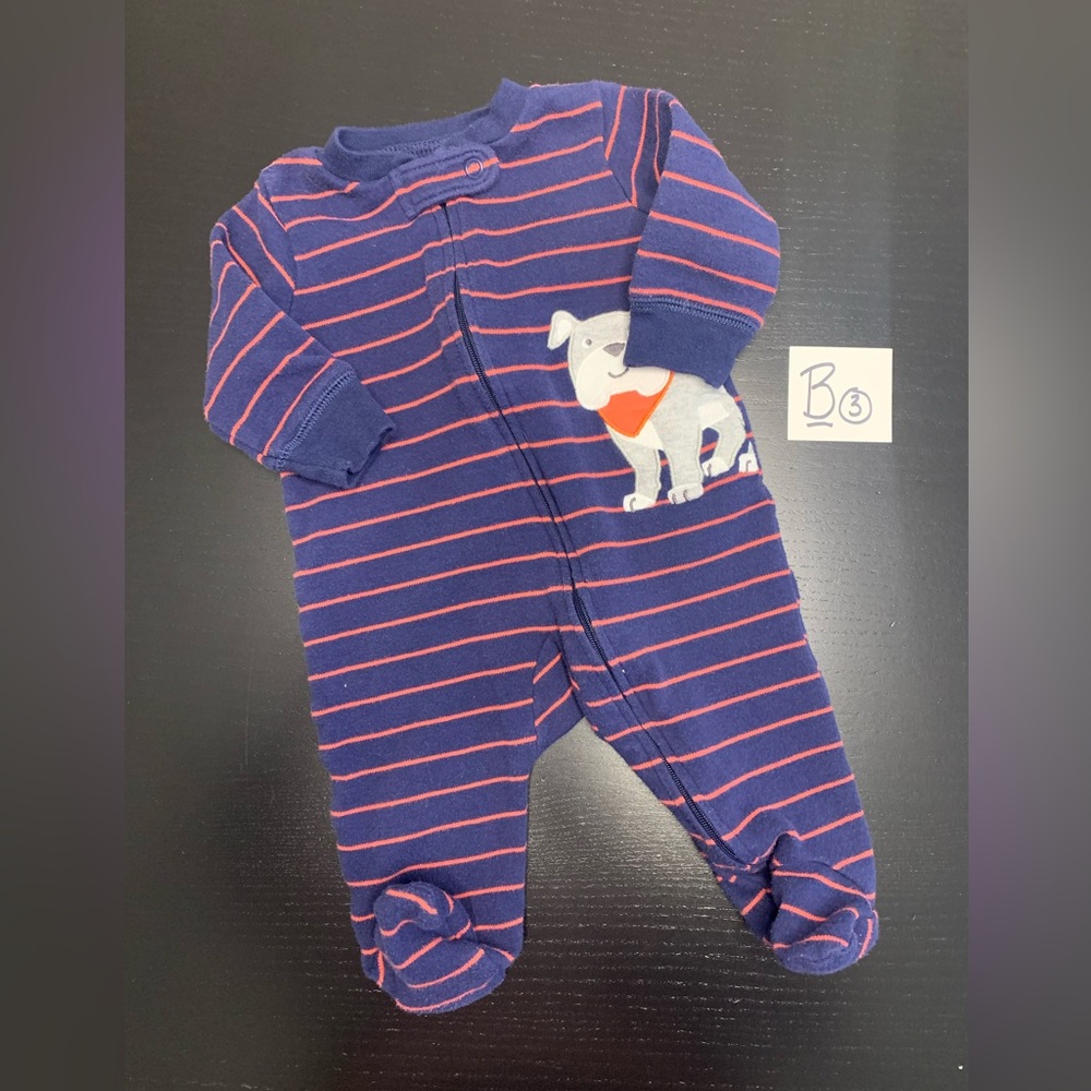 ⭐️2/$11.00⭐️ Striped Carter’s 3m Dog Theme Footed Cotten Sleeper